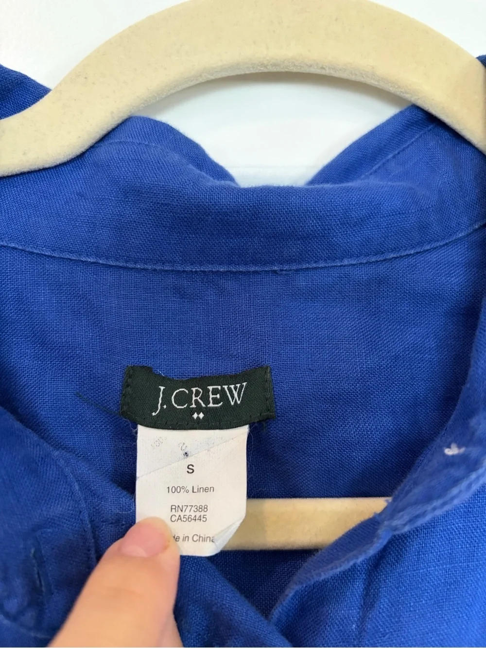 J. Crew Women's Royal Blue Button Down 100% Linen Shirt with Long Sleeves